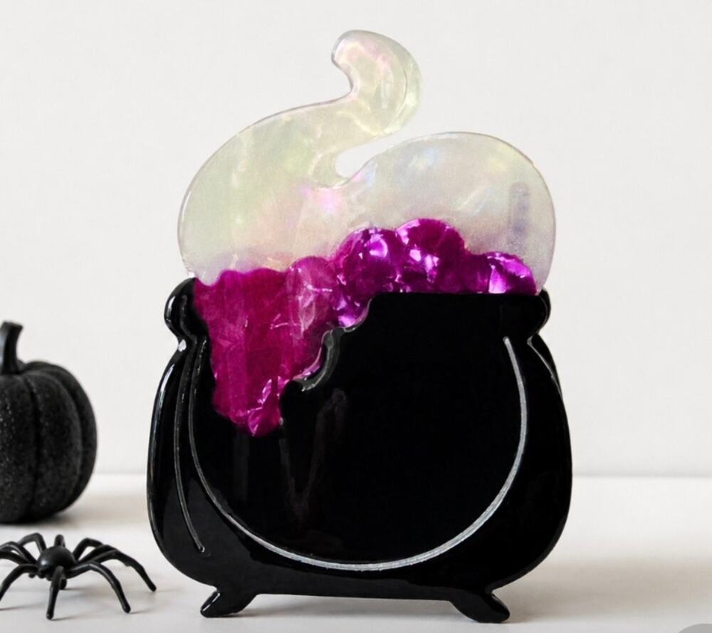 Halloween Witches Pot Brew Hair Claw Clip New
